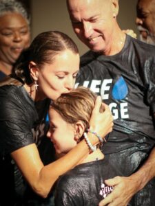 Family getting baptized at The Village Christian Church