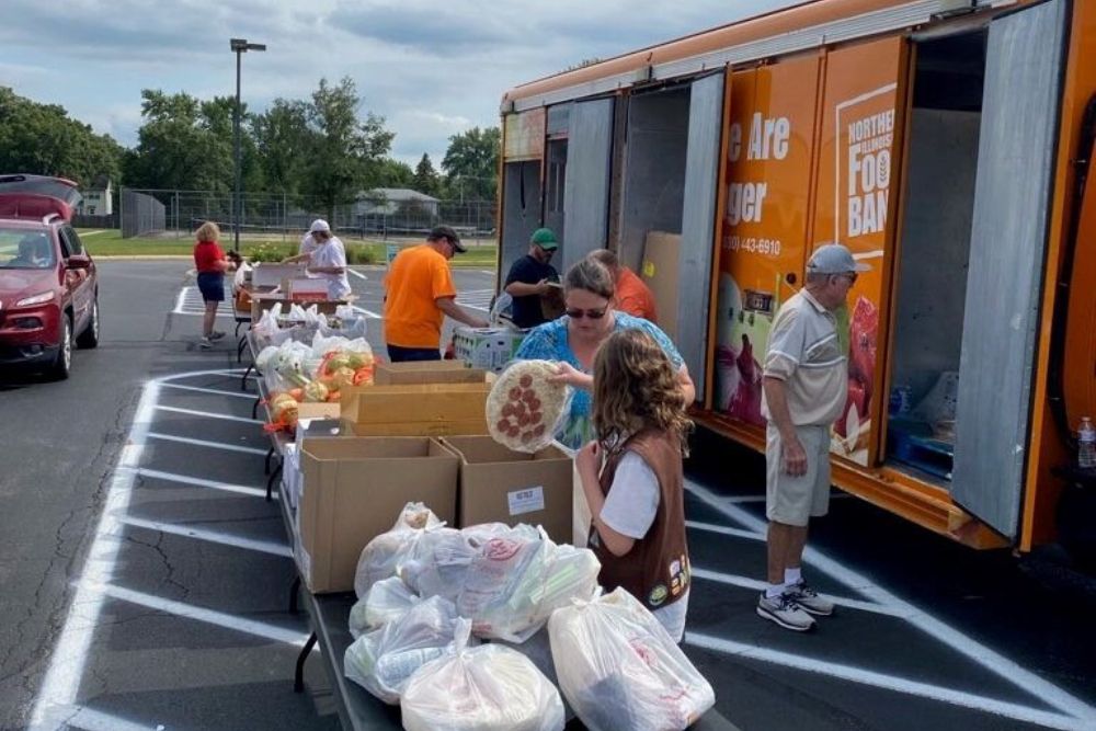 Mobile food pantry in Braidwood, IL hosted by The Village Christian Church